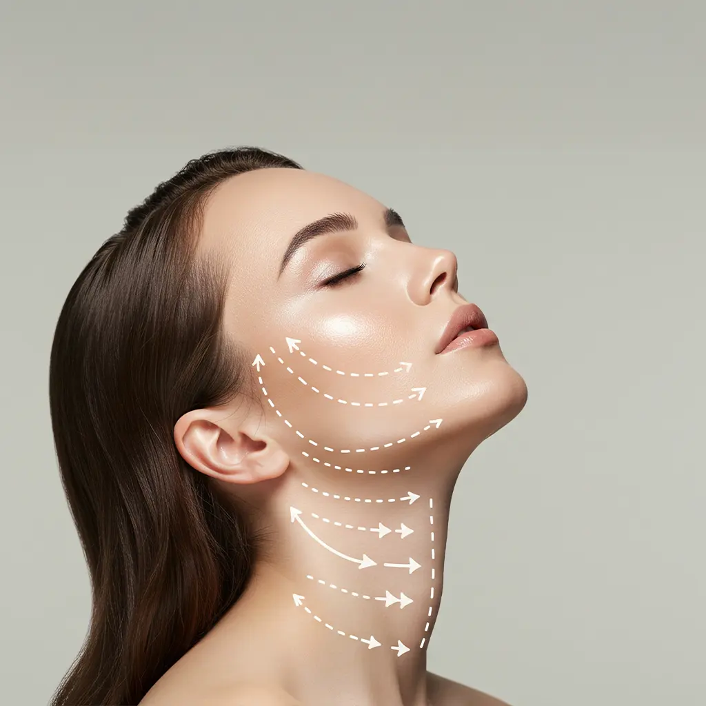Face and neck lifting procedure performed by experienced aesthetic surgeons at a modern clinic in Turkey to restore a youthful appearance.