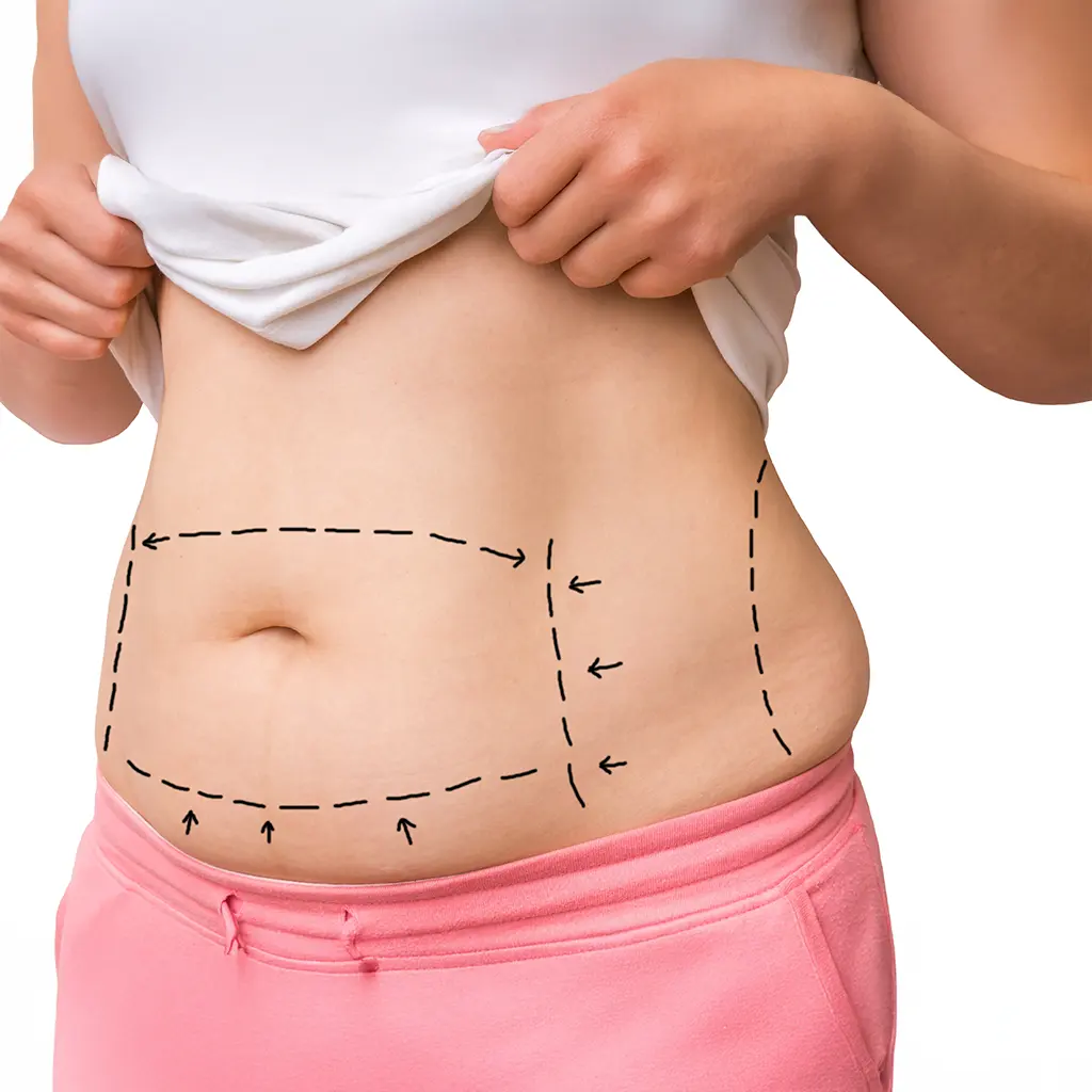 Tummy tuck (abdominoplasty) procedure performed by experienced aesthetic surgeons at a modern clinic in Turkey to achieve a firmer abdominal contour.